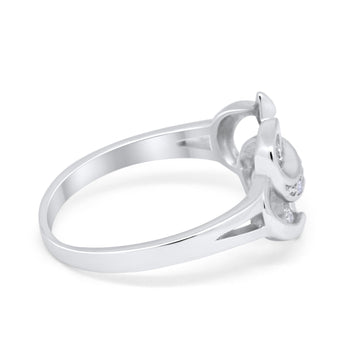 Double Heart Crisscross Promise Ring Simulated CZ 925 Sterling Silver